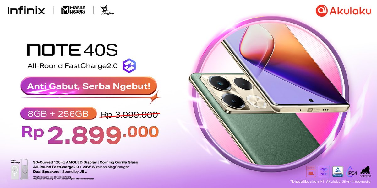 akulakuID's tweet photo. Siap-siap ada yang mau meluncur🚀
Infinix Note 40s yang bikin #AntiGabutSerbaNgebut hari ini FIRST SALENYA🤩🔥
Kuyy checkout >> https://t.co/AMVzvdd4W1
#PromoGadget #FirstSale #InfinixNote40s #PromoSeru #AkulakuIndonesia https://t.co/io4y9a7LB6