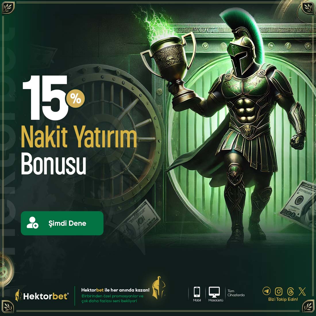 ➡️  Minimum 200 TL ve üzeri yatırımlarınız için %15 Her Alanda Geçerli Nakit Bonus Hediye!

✨ KAZANCINI SERVETE DÖNÜŞTÜR (cutt.ly/hektorgir)
💫 BİZİ SOSYAL MEDYADA TAKİP EDİN (heylink.me/hektorbet)