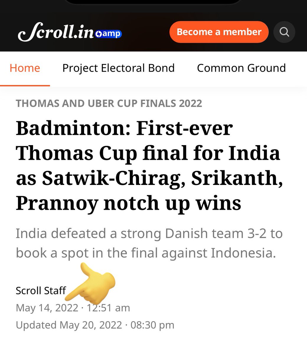 BefittingFacts's tweet photo. After India won T20 World Cup, Chief Minister @mieknathshinde announced reward to Indian Cricket Team.

Thomas Cup Winning Shutler, Chirag Shetty said that he was not even felicitated by Maharashtra govt.

Congress worker @satishacharya used picture of CM Shinde despite knowing that when Chirag won Thomas Cup, Uddhav Thackeray was chief minister.

Since Shinde has become, he is continuosly providing support to athletes and felicitating them after their victory.