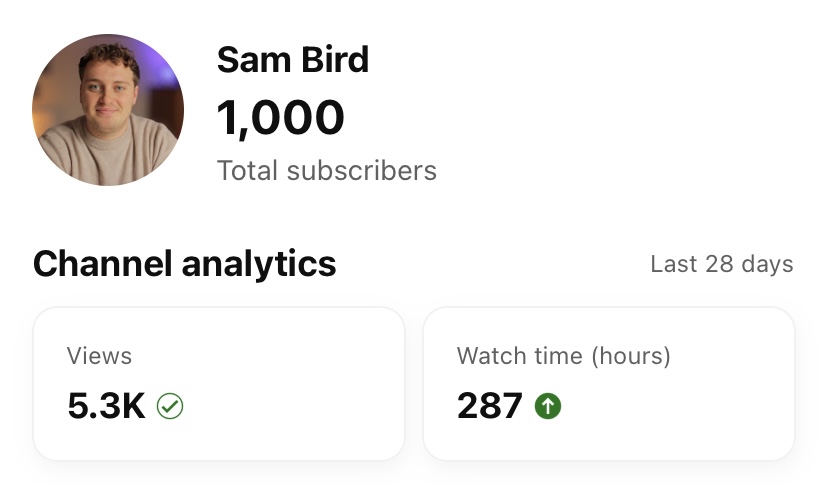 Hey X, it's been a while...

Recently I've been putting all of my energy into YouTube. 

Yesterday I hit 1,000 subscribers !!!

I get about 80% of my business from YouTube so it will continue to be my "one channel" for now. 

If you haven't already, checkout the channel below: