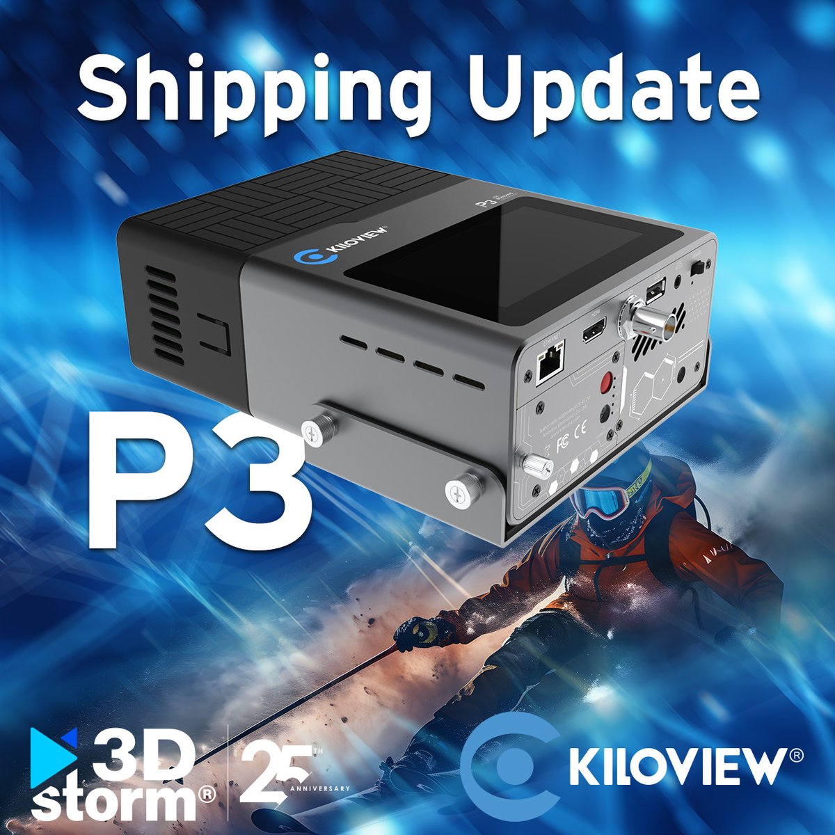 Great news! 👀 <a href="/kiloview/">Kiloview Electronics</a> has informed us that the P3 units are shipping this week!📦

Our 3D Storm customers will start receiving them in just a few days. Ensure you're among the first to get your hands on the P3 - Reach out to your sales rep today to secure your pre-orders! 📩