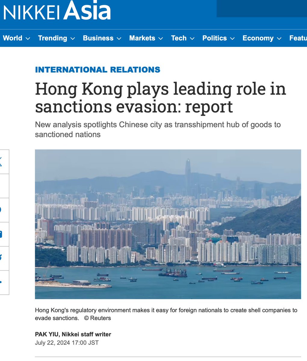 SamuelBickett's tweet photo. 'Samuel Bickett, the report's author, said global enforcement efforts have felt 'like a game of whack-a-mole.'

'The process of investigating and designating a company currently takes months and so far has typically focused on entities rather than individuals, which allows sanctions evaders to easily stay ahead of the game,' Bickett told Nikkei Asia. 'The U.S., EU and their allies have also largely avoided targeting these activities at their root -- the banks, logistics firms and corporate services agencies that make up the core infrastructure that allows these trading companies to thrive."' 

New article by @pakwayne https://t.co/5eBdIjahyi