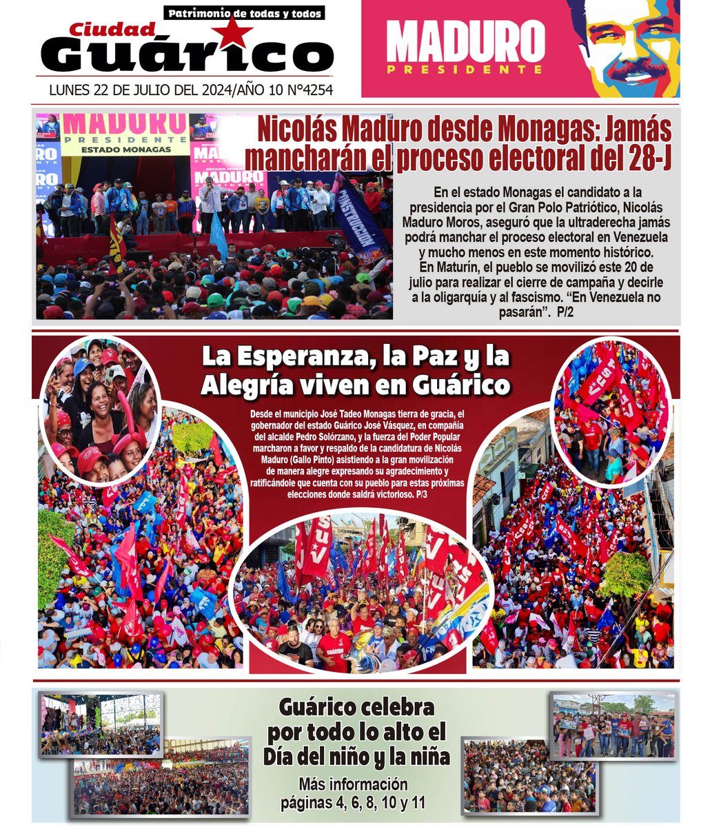 Gob_Guarico's tweet photo. Recuerda visitar la página web🖥 del Gobierno de Guárico y no te pierdas tu #CiudadGRC.

  Titulado de hoy, Lunes #22Jul 

🔴 La esperanza, la paz y la alegría vIven en Guárico 

#Guárico
#GenteDePaz
#LaPazEstáPrimero https://t.co/3AXh5DG7hE