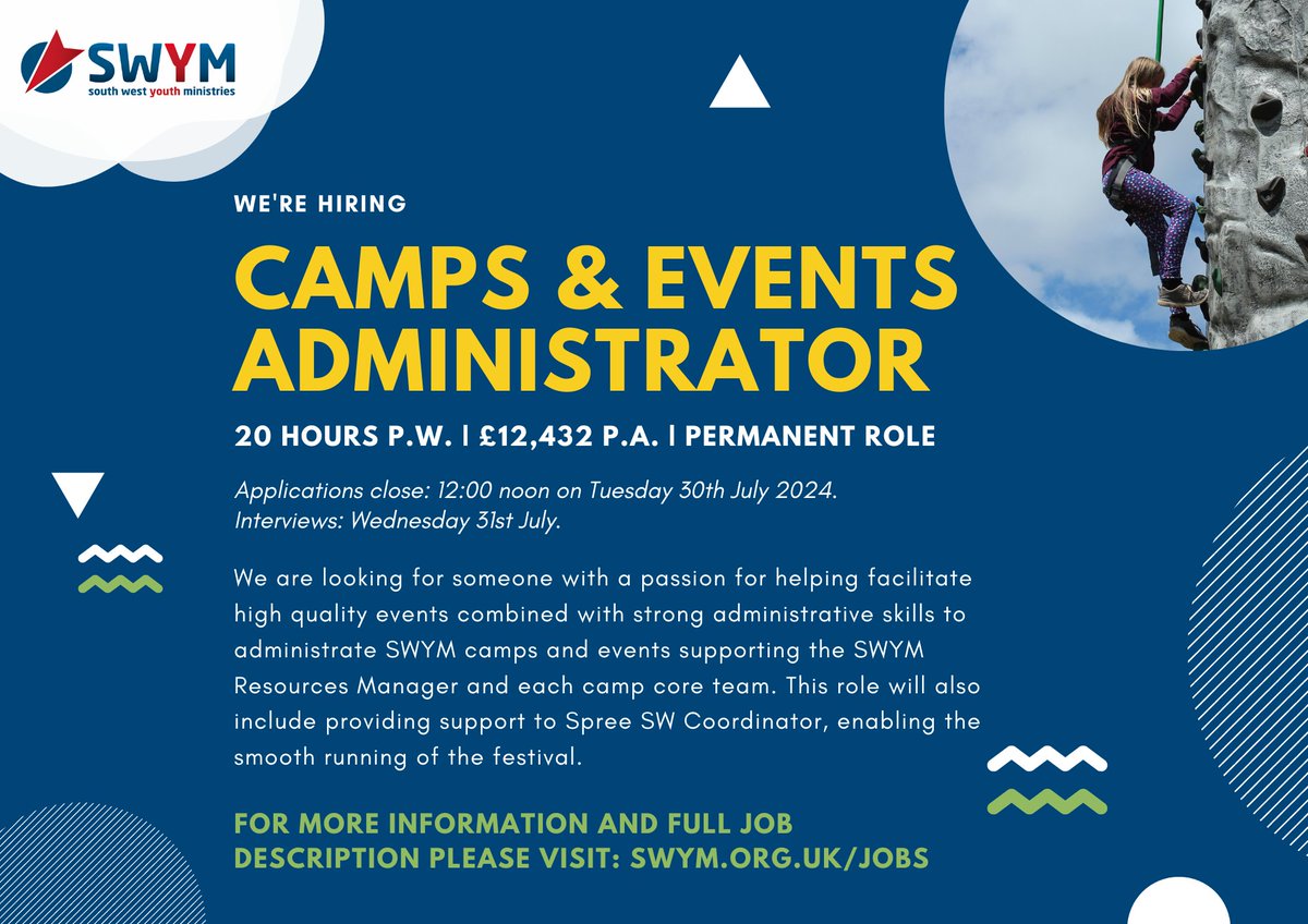 We are looking for someone with a passion for helping facilitate high quality events combined with strong administrative skills to  come and work with us – could it be you? swym.org.uk/jobs/