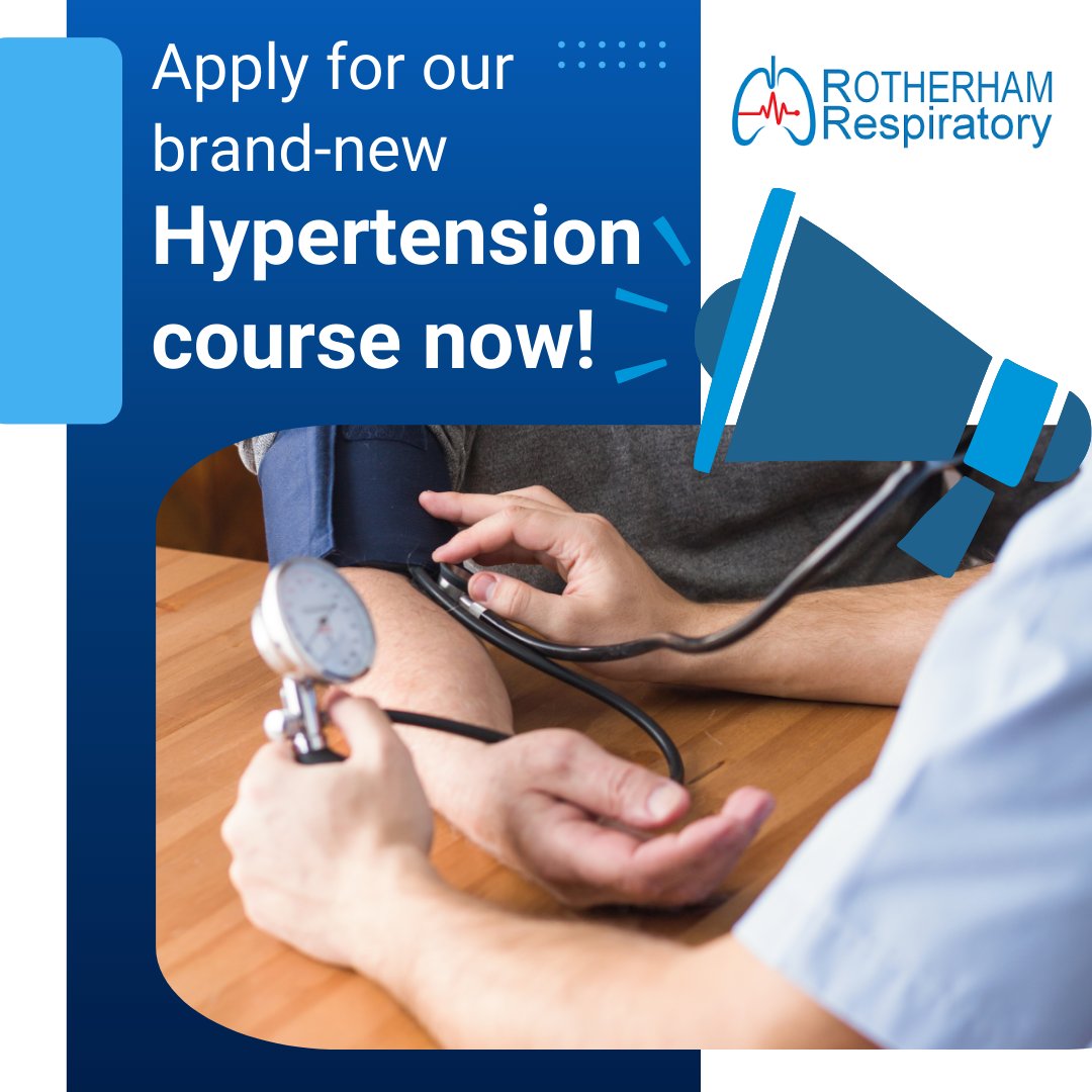 rotherhamresp's tweet photo. Are you a #Healthcare professional involved in the screening, diagnosis and management of #Hypertension? Our new Hypertension course is live!
Ready to boost your knowledge in diagnosing and managing hypertension in your patients? Apply for our course: https://t.co/ixANNlmsAr https://t.co/vdV2tAAJKX