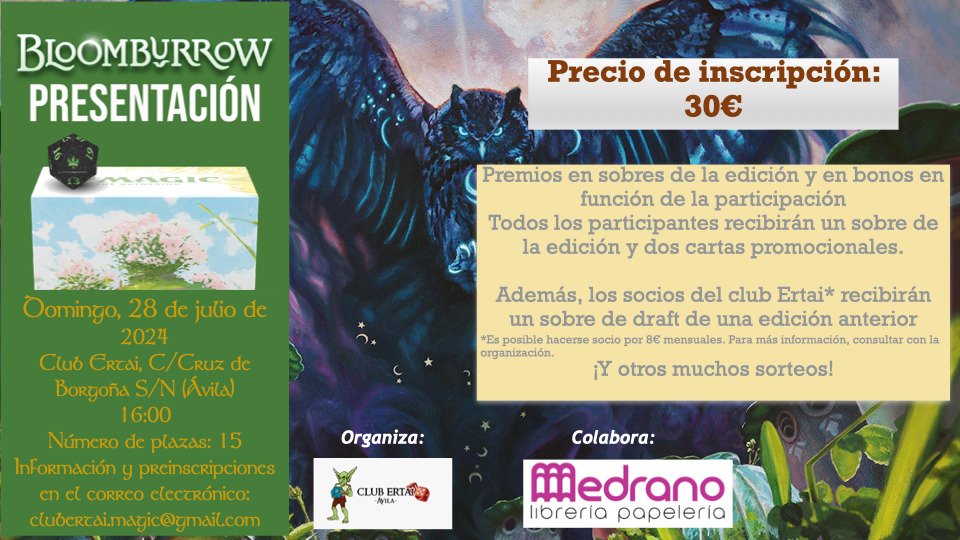 Anunciamos la presentación de Bloomburrow este Domingo 28.

¡Pasaros a participar y a pasar un buen rato!