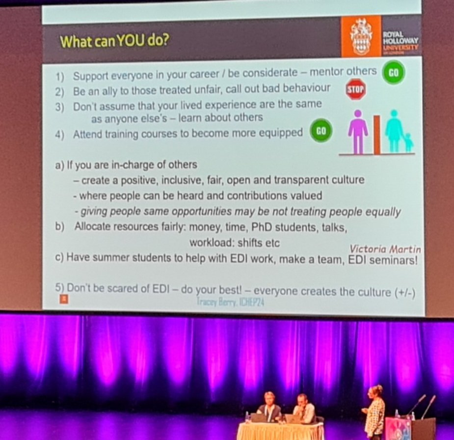 anna_chrys97's tweet photo. Tracey Berry offers some excellent advice at the plenary session at #ICHEP2024 on '#Diversity and Equitable Opportunities'. I cannot emphasise enough how significantly community support can influence the trajectory of another's career. https://t.co/DrASs7QNiv