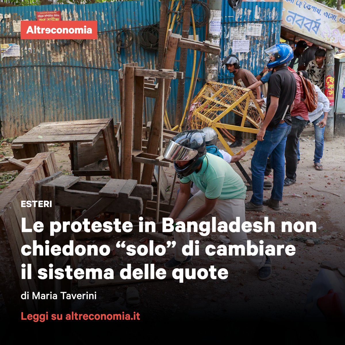 Altreconomia (@altreconomia) on Twitter photo Dal 18 luglio internet e telefoni sono fuori servizio in tutto il #Bangladesh e il governo ha imposto il coprifuoco. La rivolta popolare che è stata repressa nel sangue, tocca direttamente le politiche del premier Sheikh #Hasina. Di <a href="/mariatavernini/">Maria Tavernini</a>
👉t.ly/AlRiD Dal 18 luglio internet e telefoni sono fuori servizio in tutto il #Bangladesh e il governo ha imposto il coprifuoco. La rivolta popolare che è stata repressa nel sangue, tocca direttamente le politiche del premier Sheikh #Hasina. Di <a href="/mariatavernini/">Maria Tavernini</a>
👉t.ly/AlRiD