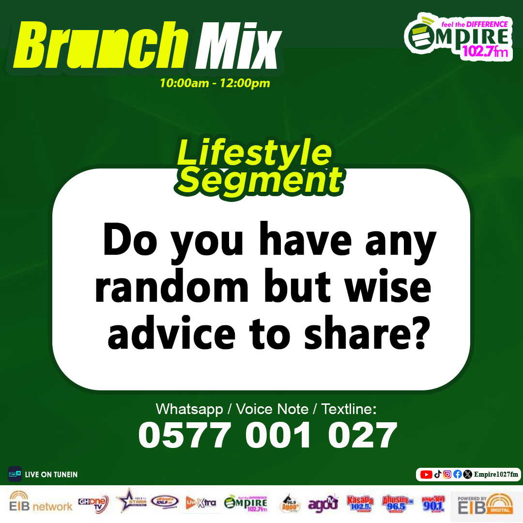 empire1027fm's tweet photo. #BrunchMix with Clara Frimpong
Tune in and enjoy

#empirefm https://t.co/CrYzODoOJT