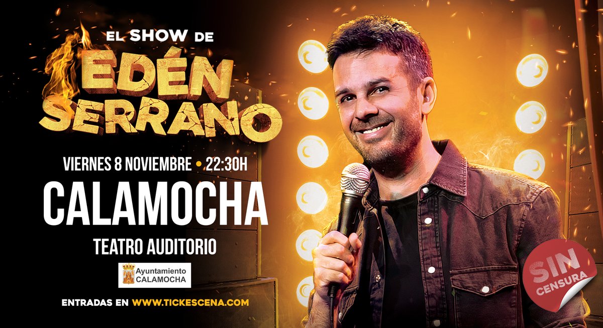 🤣 EL SHOW DE EDÉN SERRANO EN CALAMOCHA
📍Teatro - Auditorio de Calamocha
🗓Viernes 8 noviembre - 22:30h
¡Disfruta de una noche de humor sin filtros!
Compra tus entradas ⬇
tickescena.com/Evento.aspx?id…
#Calamocha #Teruel #EdenSerrano #monologo #humor