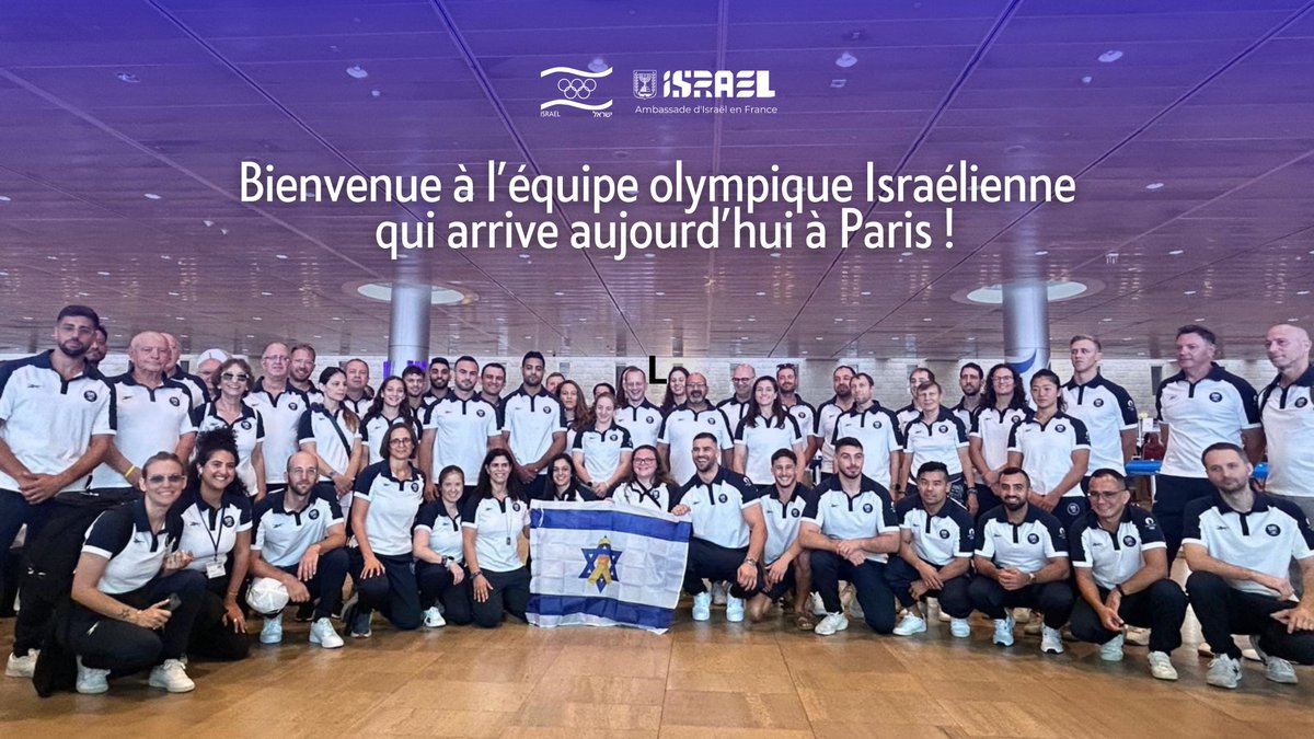 🇮🇱🇫🇷✈️ L'équipe olympique israélienne arrive à Paris !

Nous sommes ravis d'accueillir nos athlètes talentueux sur le sol français. Leur passion et leur dévouement font la fierté d'Israël, et nous sommes impatients de les voir briller lors des compétitions olympiques.

🏅 Au nom