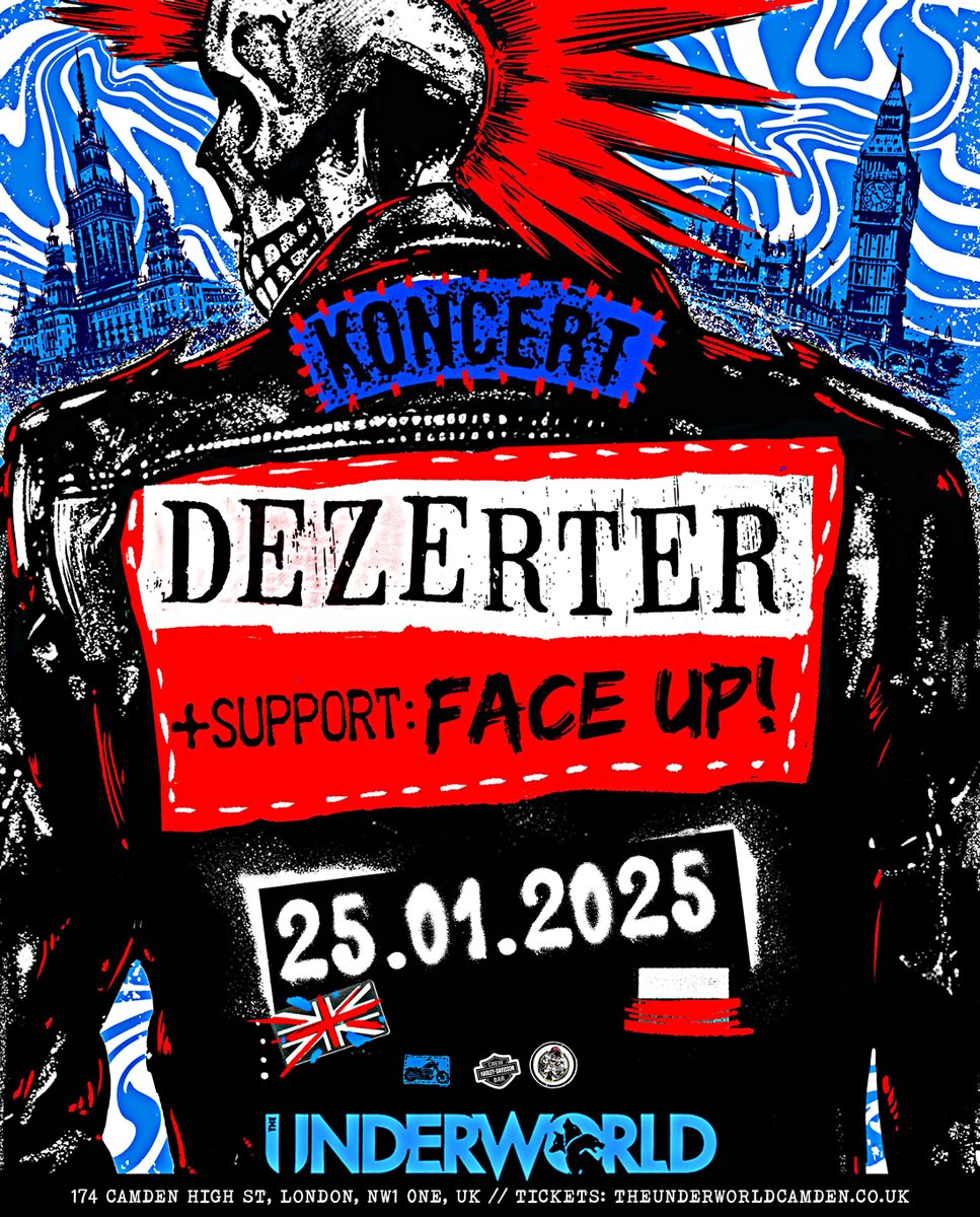 TheUnderworld's tweet image. On Sale Now! 💥 One of Poland's greatest punk outfits, #Dezerter (founded in Warsaw as SS-20 in May 1981), live at @TheUnderworld, Saturday 25 January 2025 joined by #FaceUp.

🎟️ tinyurl.com/5597ubph

🎶 spoti.fi/3dIotnj