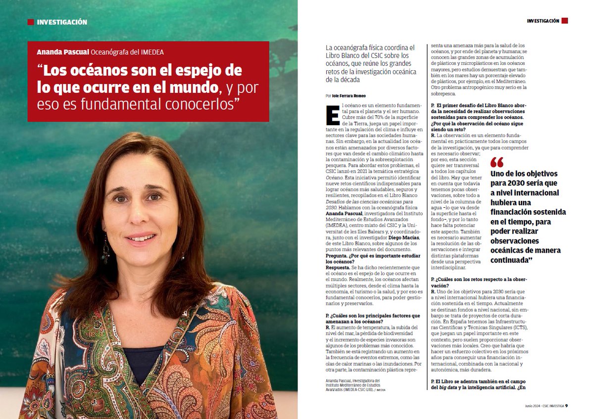 iole Ferrara Romeo (@iole_fr) on Twitter photo "Los océanos afectan múltiples sectores, desde el clima hasta la economía el turismo o la salud. Por eso es fundamental conocerlos y preservarlos".
Ha sido un enorme placer entrevistar a <a href="/anandapascual1/">Ananda Pascual</a>, oceanógrafa del <a href="/IMEDEA_UIB_CSIC/">IMEDEA (UIB-CSIC)</a>
Aquí la entrevista➡tiny.cc/9sw2zz "Los océanos afectan múltiples sectores, desde el clima hasta la economía el turismo o la salud. Por eso es fundamental conocerlos y preservarlos".
Ha sido un enorme placer entrevistar a <a href="/anandapascual1/">Ananda Pascual</a>, oceanógrafa del <a href="/IMEDEA_UIB_CSIC/">IMEDEA (UIB-CSIC)</a>
Aquí la entrevista➡tiny.cc/9sw2zz