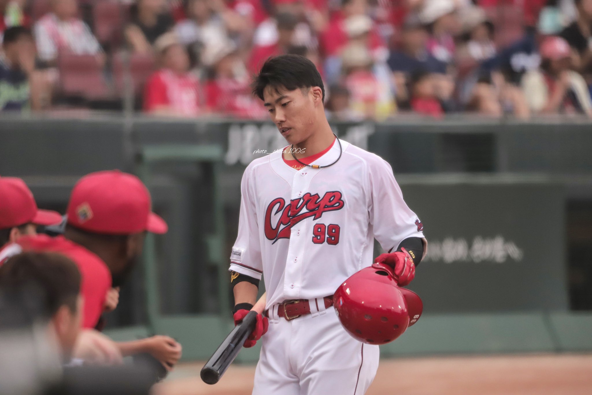 ビジターユニフォーム　二俣翔一選手 99 二俣翔一 ハイクオリティユニフォーム ビジター 赤 広島東洋