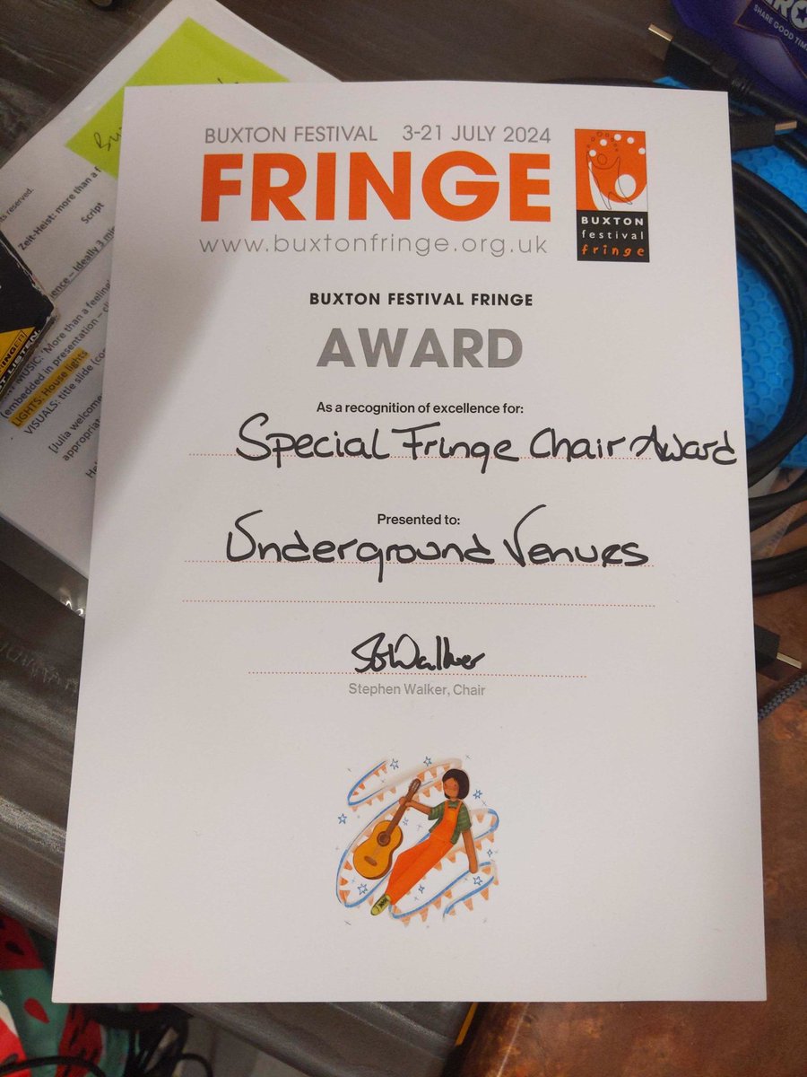 And many thanks for this award for Underground, for making 2024 happen, despite CIRCUMSTANCES. <a href="/buxtonfringe/">Buxton Fringe</a> deserve a huge chunk of this for all their help this year, but the rest belongs to the incredible team at Underground- thanks all! Just got to pack up now, then on to 2025