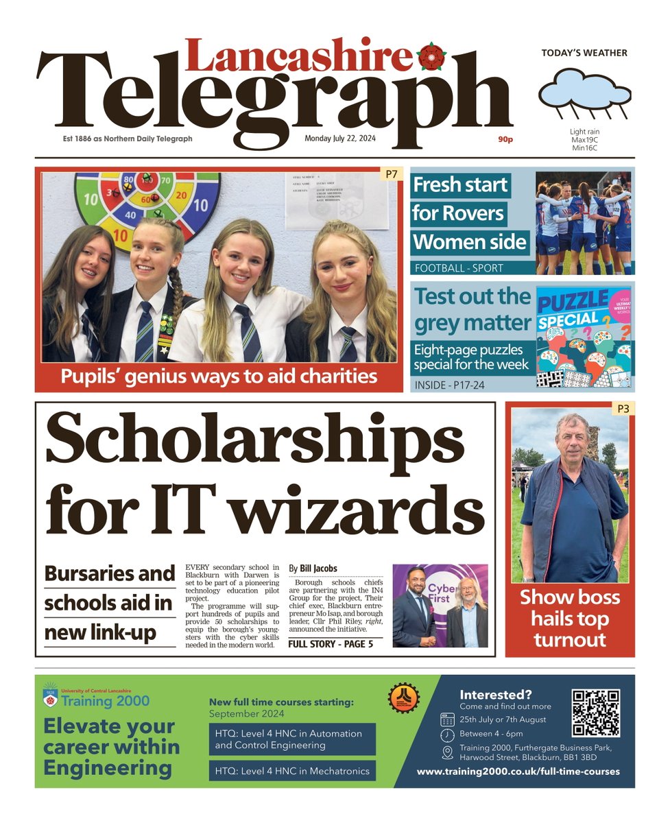 ICYMI: Front page of Monday's @LancsTelegraph📰

#Lancashire #EastLancashire #LancashireNews #Newsquest #LocalNews #BuyAPaper #LocalNewsMatters #Rovers #Blackburn #BurnleyFC #Burnley #Preston #Accrington