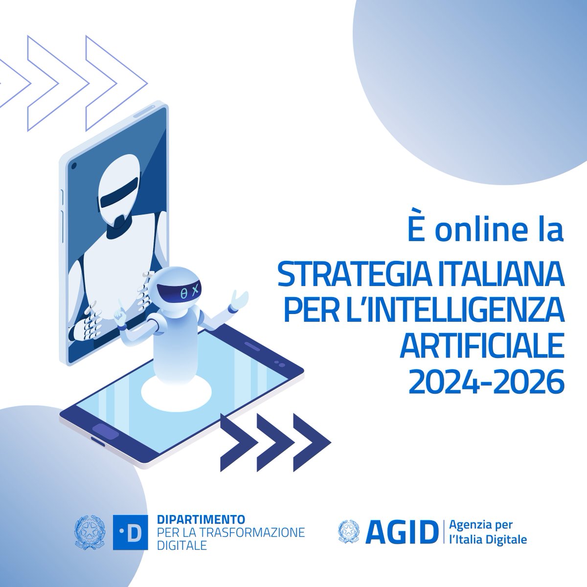 🔵Pubblicato il documento completo della Strategia Italiana per l’#IntelligenzaArtificiale 2024-2026 
 
Leggi qui il documento 👉agid.gov.it/sites/agid/fil…

Per saperne di più: 👉agid.gov.it/it/notizie/pub…