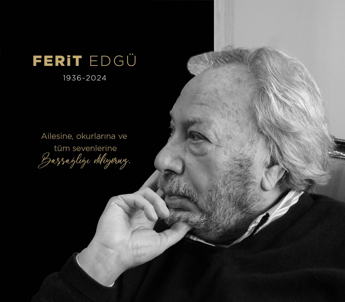 KayipKayit's tweet photo. Edebiyat dünyamıza sunduğu özgün katkılarıyla ufkumuzu genişlettiği için, daima şükranla hatırlayacağız.
#feritedgu https://t.co/wYHRFSQ7dj