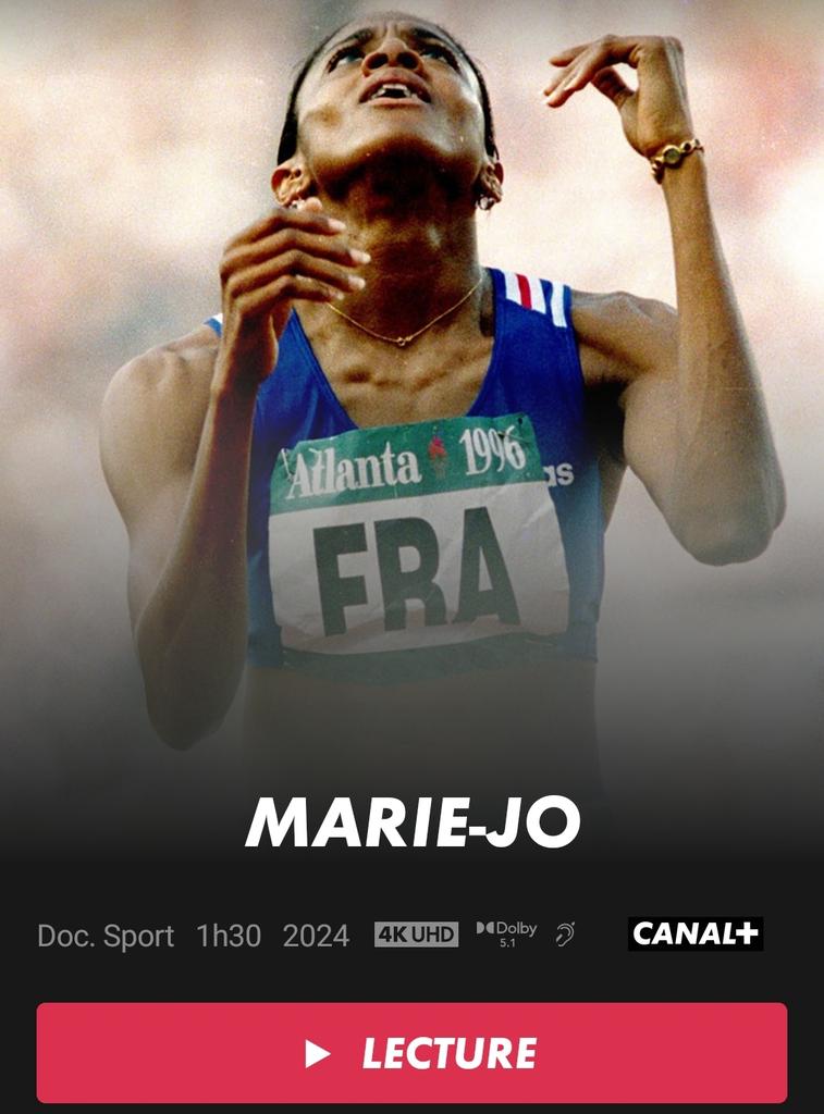 💥ALERTE DOCUMENTAIRE💥

Vu hier soir sur #MyCanal ce documentaire exceptionnel consacré à l'une des plus grandes athlètes françaises de l'Histoire !!

"MARIE-JO" 

Le parcours hors norme et les vérités de Marie-José Pérec dans un magnifique Documentaire réalisé par