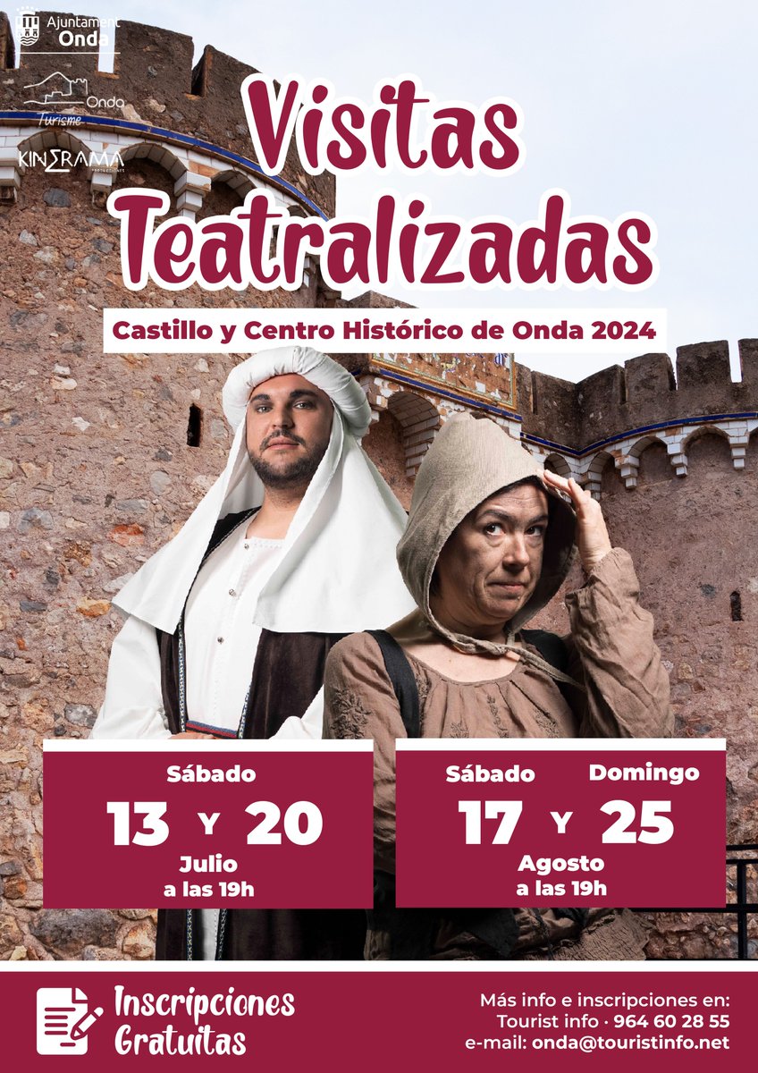 ✨ Conoce el Castillo de las 300 Torres y el Casco Histórico como nunca antes has visto. Una nueva edición de las Visitas Teatralizadas 🎭 donde aprender la historia ondense, divertirse y, viajar en el tiempo hasta el siglo X. Sobre todo, reírse, porque te vas a reír mucho.