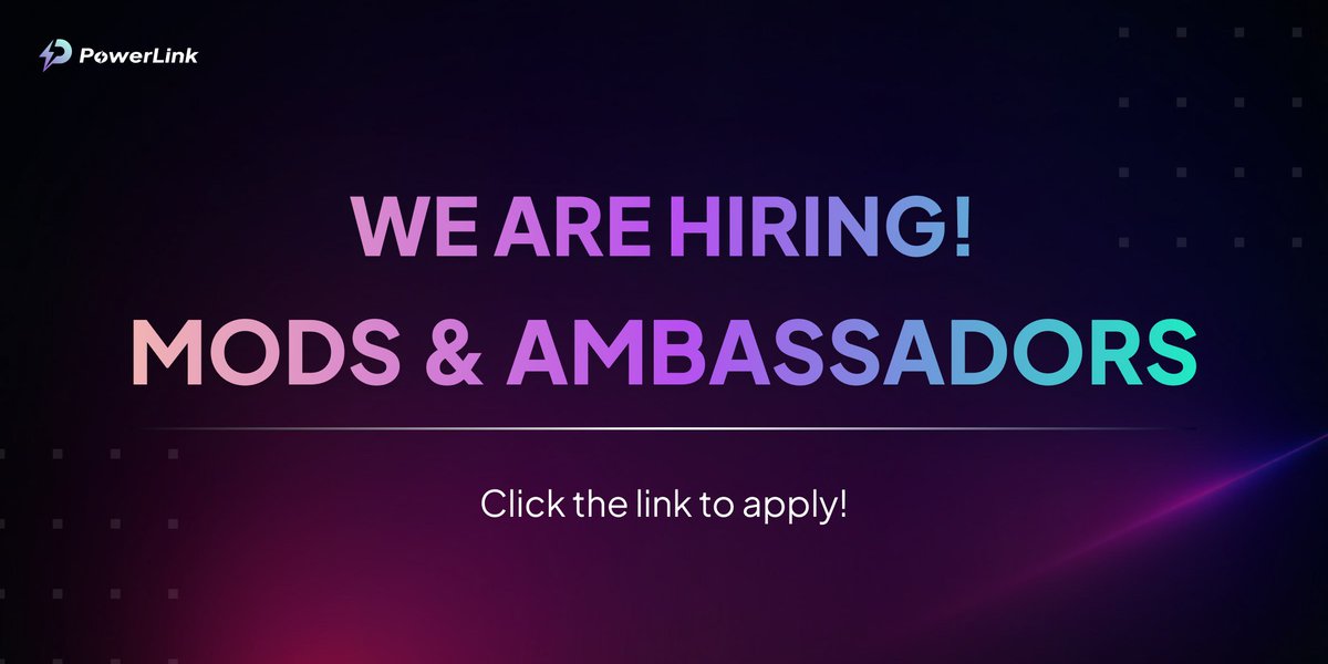 The <a href="/PowerLink_DePIN/">PowerLink</a> Ambassador program application form is live! 🎉

Apply now to help revolutionize mobile charging and enjoy exclusive benefits.

Link below: ↓
docs.google.com/forms/d/e/1FAI…

#Powerlink #Web3 #DePIN