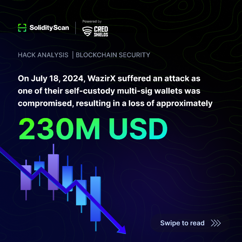 SolidityScan's tweet photo. Look into the WazirX Hack Analysis! Discover how attackers upgraded a multi-sig wallet to a malicious contract, leading to a $230M loss. Learn the critical lessons and insights.

Read more on our blog:
https://t.co/5vFopLv1le

#WazirXHack #hackanalysis #Web3Security