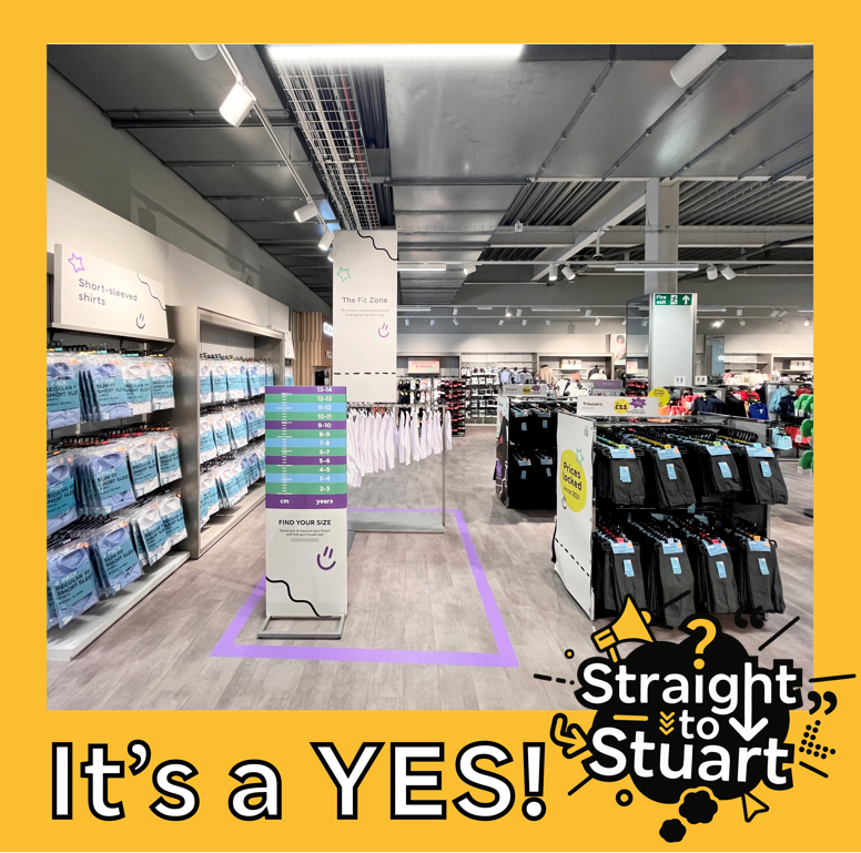 MandSnews's tweet photo. Have you heard of #StraightToStuart?

Colleagues can submit their ideas on how to improve the business direct to CEO @MachinStuart1 and to date, around 500 ideas have been given a YES and subsequently implemented.

The latest YES was to colleague Ben Hunter who has suggested measuring charts to help parents pick out the right school uniform size for their children. These charts are now live in 251 stores across the UK in our brand new Back to School Fit Zones!

#NotJustAnySuggestionScheme #BackToSchool #NotJustAnyNews