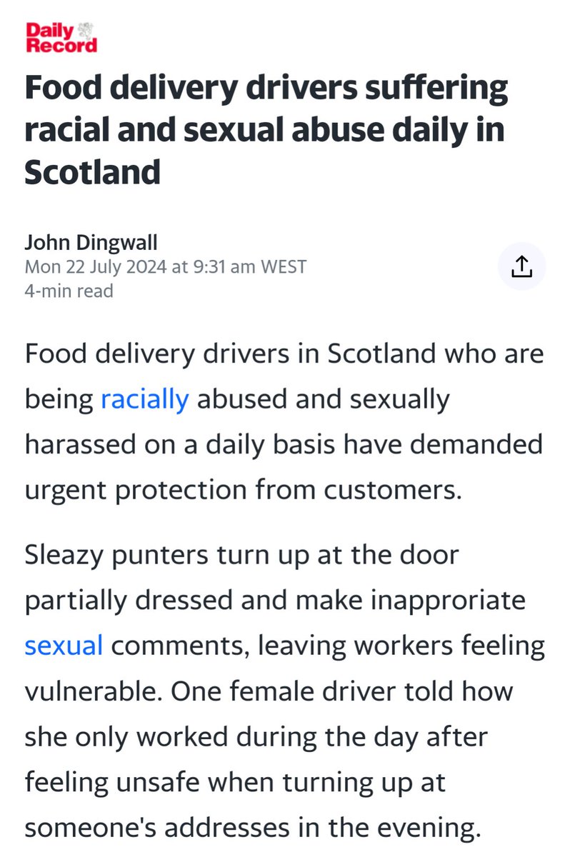 Pedro Mendonça (@pedmendo) on Twitter photo Our report Fair Gig Work is mentioned by <a href="/Daily_Record/">The Daily Record</a> article:
Workers state “They (customers) should be banned. You can report it but nothing happens.”
No voice/limited power
More details on findings we uncovered see Fair Gig Work Report in Scotland: researchportal.hw.ac.uk/files/12654247… Our report Fair Gig Work is mentioned by <a href="/Daily_Record/">The Daily Record</a> article:
Workers state “They (customers) should be banned. You can report it but nothing happens.”
No voice/limited power
More details on findings we uncovered see Fair Gig Work Report in Scotland: researchportal.hw.ac.uk/files/12654247…
