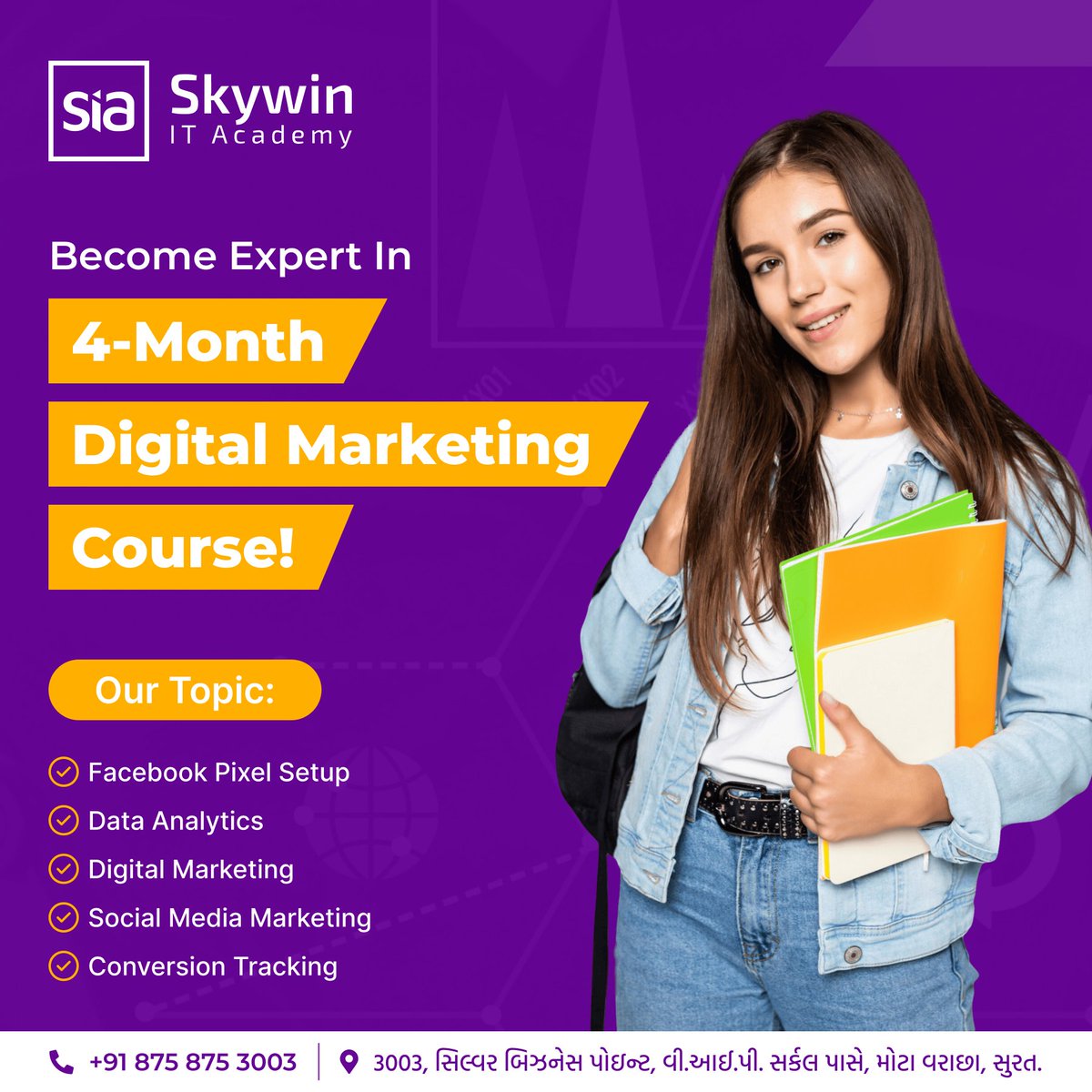 skywinitacademy's tweet photo. Want to become a digital marketing expert in just 4 months? Enroll at Skywin IT Academy and learn from our experienced trainers. Boost your skills today!
#digitalmarketing #SEO #skywinitacademy #itcourses #itacademy #itinstitute #surat https://t.co/RgbEU5EkB8