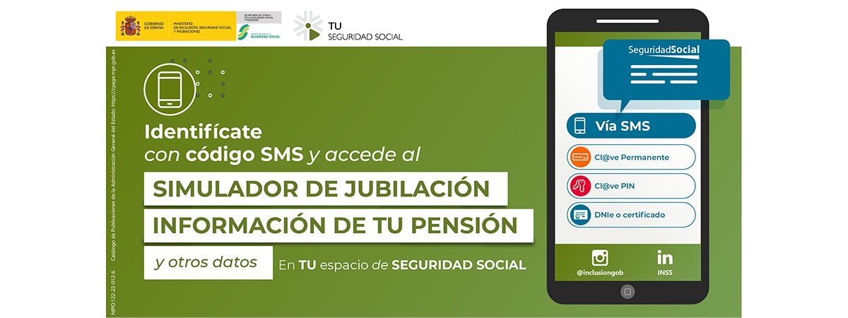 💡¿Sabías qué? 

🧮 El simulador de jubilación de la Seguridad Social te permite calcular cómo sería tu futura pensión

📲 Sin necesidad de certificado electrónico

🔐Mediante un SMS con una clave de un solo uso

ℹ️ Más información ➡️ revista.seg-social.es/-/202203-acces…