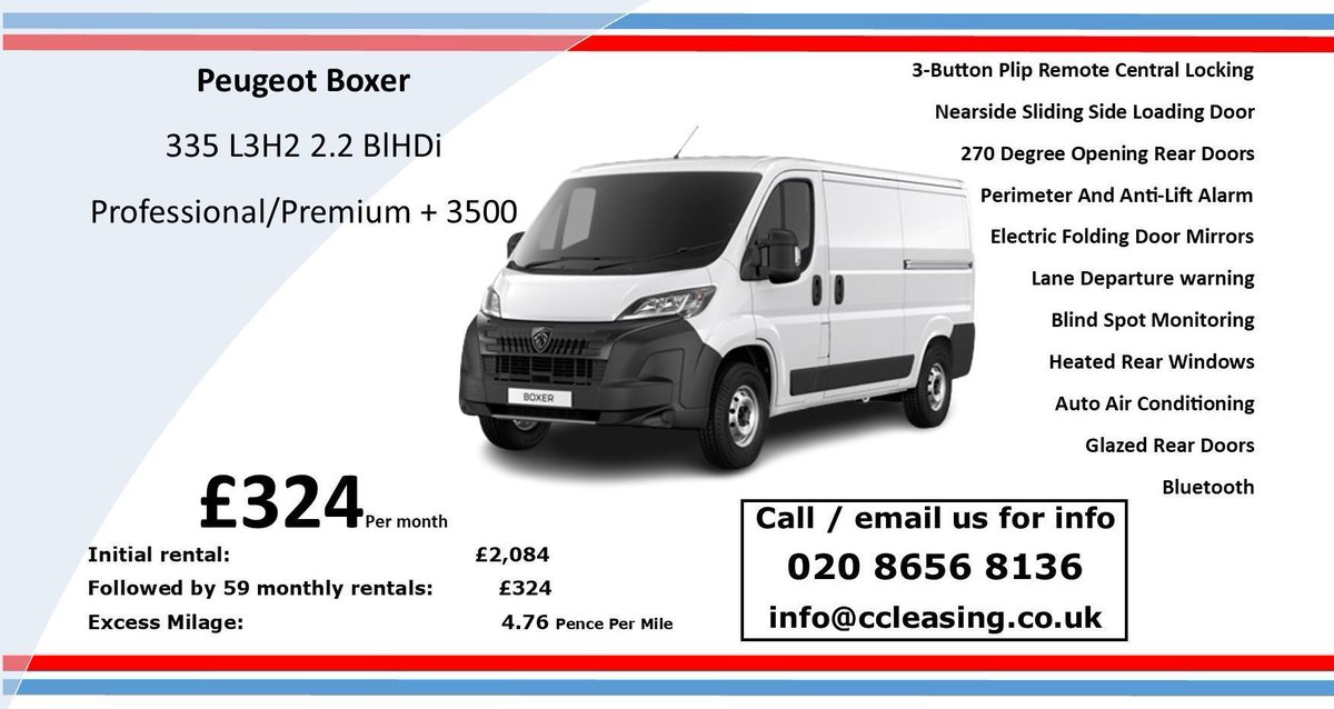 CCLeasingbiz's tweet photo. The Peugeot Boxer is now available for contract hire! 💥This versatile and reliable van could be perfect for all your needs.  Visit our website and enquire with us > https://t.co/PCsWtlNzk7
.
.
.
#PeugeotBoxer #ContractHire #BusinessSolutions #Newvan #UpgradeYourFleet #EnquireNow https://t.co/XTTXKM58s9