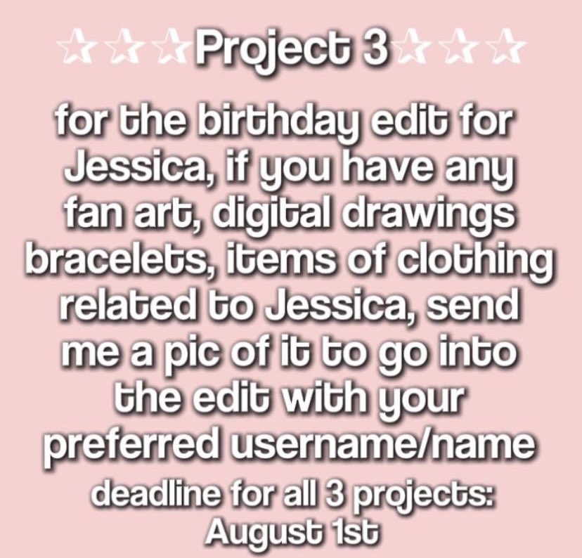 jcapprojects's tweet photo. Reposting just in case you forgot!!!
There is 10 days left for this so please get yours in as soon as you can, if you need a time extension for wtv reason lmk!! 🤍🤍 https://t.co/BYazxE3LNi
