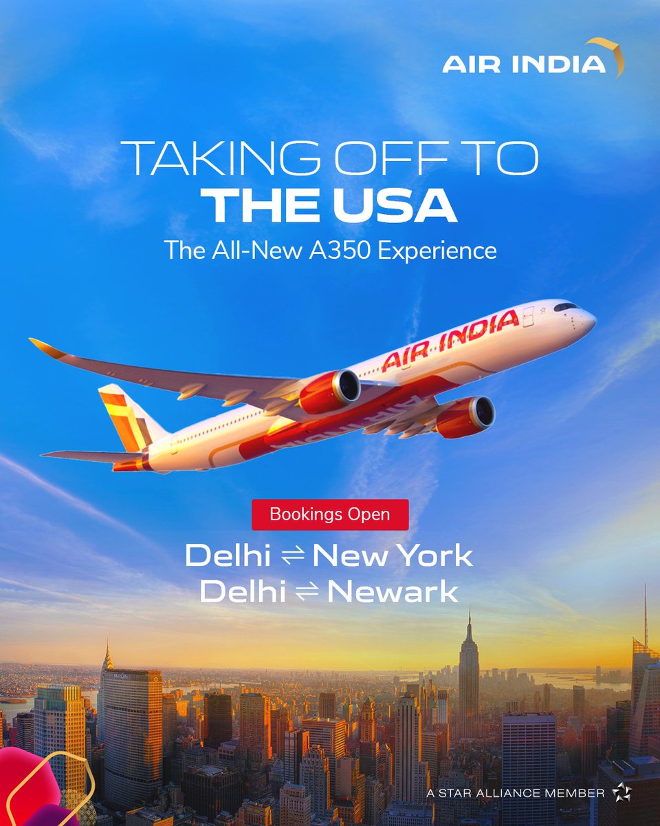 airindia's tweet photo. Our brand-new A350s are getting ready to take off to the USA.

Discover & experience our new Premium Economy for the first time on our flights to New York JFK and Newark.
Starting November 1, 2024 between DEL ⇔ JFK, and from January 2, 2025 between DEL ⇔ EWR.

#FlyAI #AirIndia #A350 #NewYork #Newark #Delhi #India #USA #AIConnections #NonStopExperiences