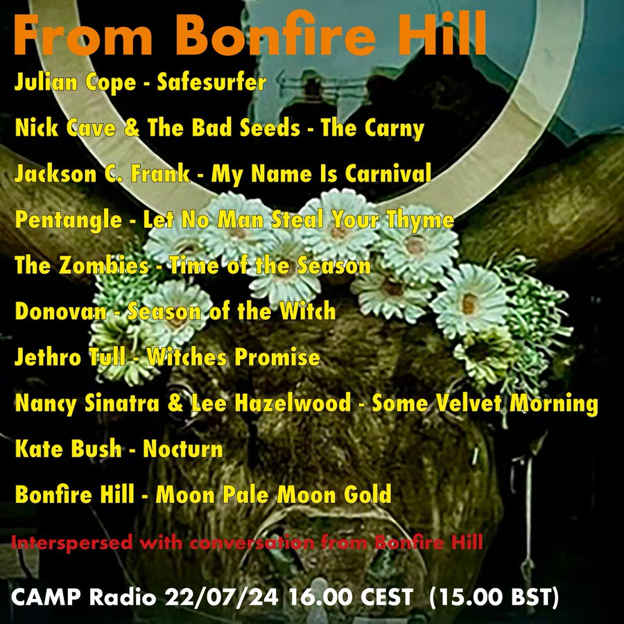 listen_camp's tweet photo. 4-5pm: From Bonfire Hill

Music, songs, words, sounds, symphonies and anthems from the uncanny slopes of Bonfire Hill. An aural almanac. 

@onbonfirehill | https://t.co/F2pvK76Kw8
#Electronic #Folk #FolkLore #FieldRecording #MemoryScape 

*⏰CEST https://t.co/4iNFmvRIQP