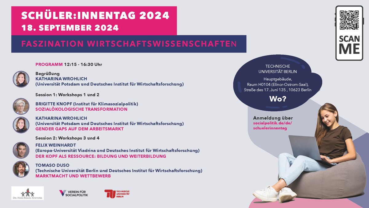 Am 18. September 2024 findet anlässlich unserer VfS-Jahrestagung eine Minikonferenz für Schüler:innen statt. Hier geht´s zur Registrierung: socialpolitik.de/de/schuelerinn…
#VfS_Nachwuchsförderung