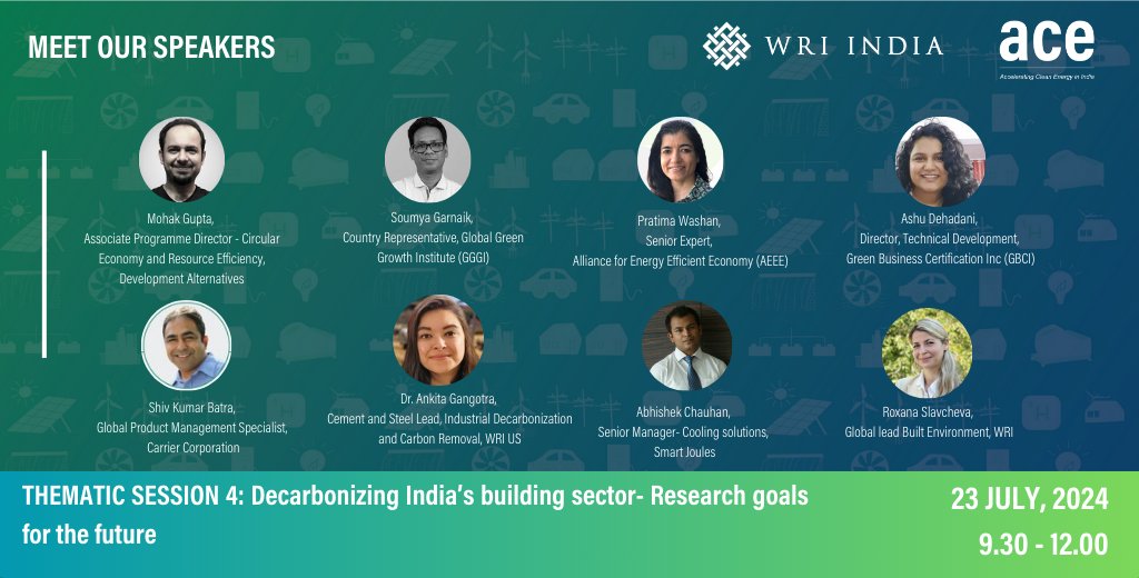 #ACE2024

Join us for the Day 2 of #ACE2024 for a Roundtable Discussion on Decarbonizing India’s building sector- Research goals for the future.

📅23rd July 2024
🕒9.30 am to 12 noon
📌India Habitat Centre, New Delhi
Register here: wri-india.org/events/acceler…