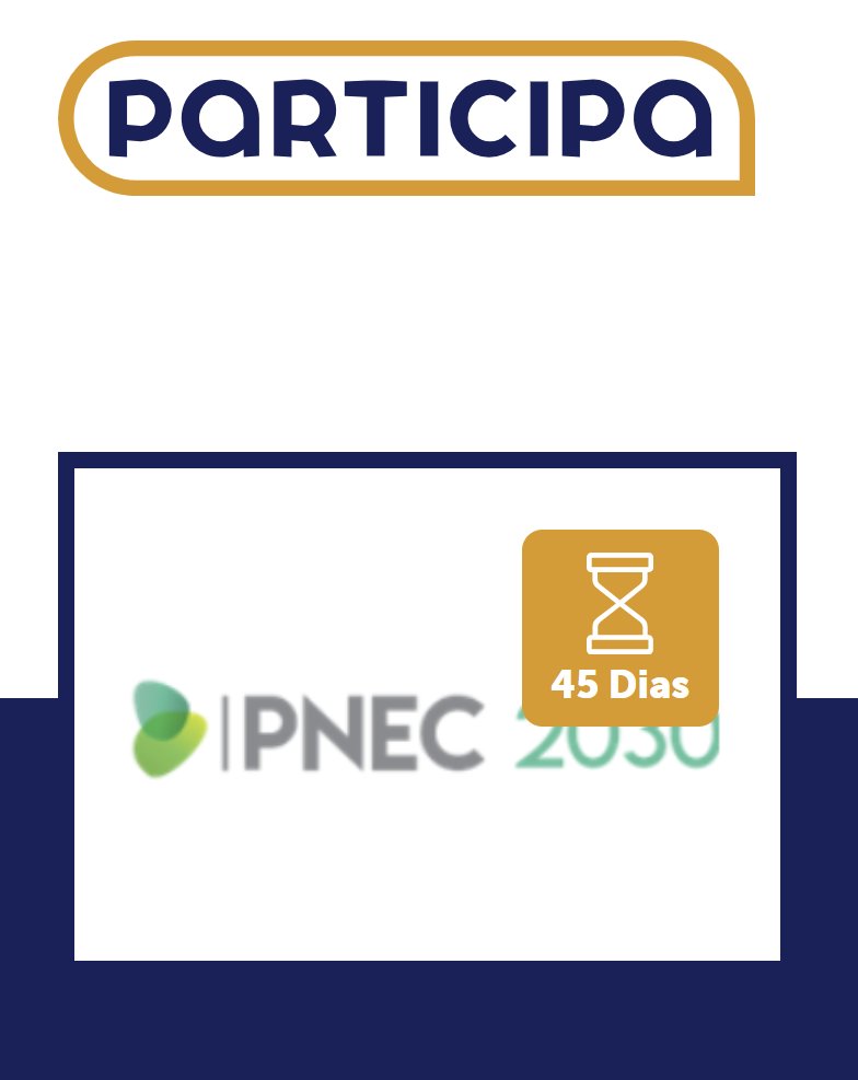 O Plano Nacional de Energia e Clima, #PNEC2030, encontra-se em #ConsultaPública.

O <a href="/ambiente_pt/">Ministério do Ambiente e Energia</a> lançou esta auscultação com o prazo de 45 dias, até 5 de Setembro. 📅 

Consulta Pública 👉 lnkd.in/dsy3yNPH
Documento: 👉 lnkd.in/dRkw5dqj

<a href="/FEL_PT/">Future Energy Leaders Portugal</a> 
<a href="/mulheresenergia/">Mulheres na Energia</a>