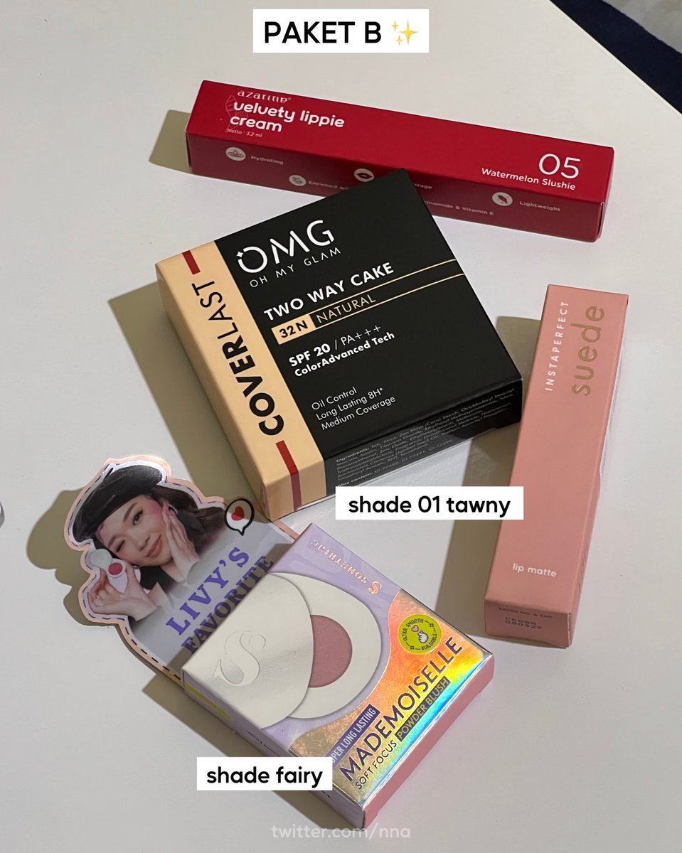nna's tweet photo. ✨GIVEAWAY ALERT✨
win paket makeup bebas pilih for 3 winners

rulesnya gampang:
• follow @nna
• RT &amp; like
• RT &amp; like 2 thread dibawah ini
• reply paket A/B/C yg kamu mau

boleh reply sebanyak2nya ya, giveaway ends 29 jul 2024. GOOD LUCK! ✨ https://t.co/3rbMYJIBRJ