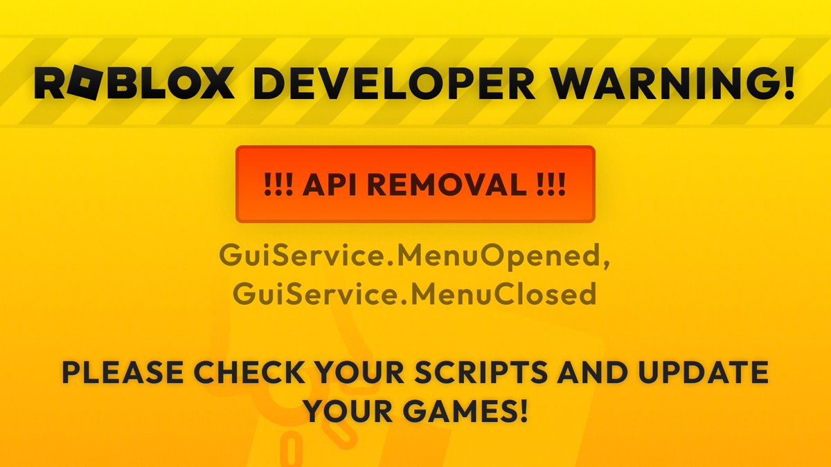 NewsDailyRBLX's tweet photo. Roblox plans to remove the GuiService.MenuOpened &amp; GuiService.MenuClosed events due to abuse by games such as Pet Simulator 99, which used the MenuOpened event to give free gifts to users when opening the menu, to prevent users from leaving. #RobloxDev #RobloxNews #ROBLOX #news https://t.co/CGKVkkXYYD