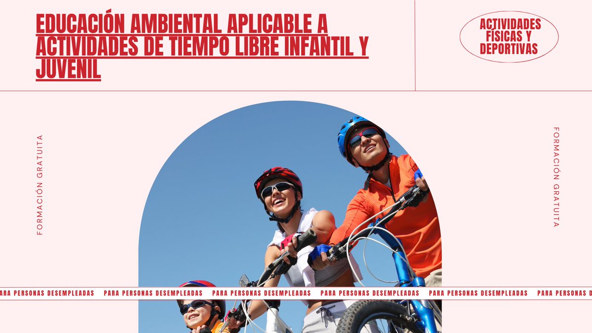 empleo_na's tweet photo. #Formación #PersonasDesempleadas
¿Estás en #desempleo y quieres impulsar tu carrera profesional en el ámbito de las actividades físicas y deportivas?
🔽
Educación Ambiental. Actividades Tiempo Libre Infantil y Juvenil
⏳ 40h
📅 29/07-06/08
✍️ https://t.co/94HiGwqrMD
#LABOREN https://t.co/7ZufORSxY2