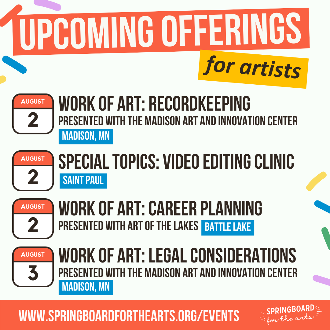 SpringboardArts's tweet image. Coming up at Springboard for the Arts! 📆
View all upcoming trainings, workshops, and events for artists and organizations: springboardforthearts.org/events/