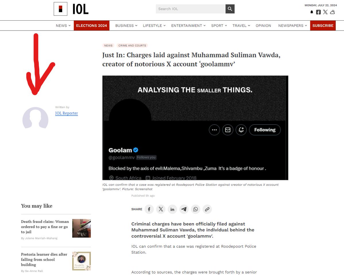 InfilExfil's tweet photo. The irony...
Let's write articles about unmasking a faceless man while hiding behind faceless writers.
How to avoid accountability 101.
Trash media.
@goolammv #goolam https://t.co/WMaPgkxZg4