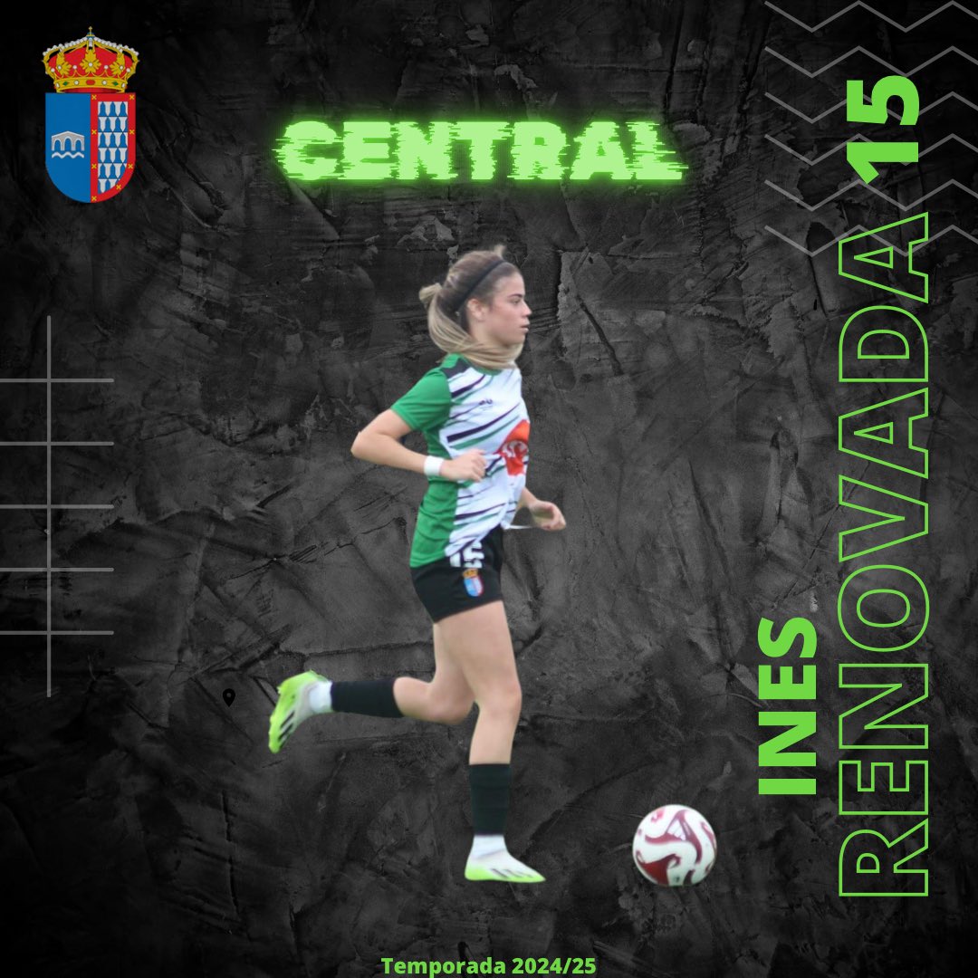 Nueva renovación de nuestro equipo femenino para esta temporada.

Es el turno de Inés, jugadora importante tanto dentro como fuera del campo.

Inés es una central contundente, con un golpeo de balón exquisito y que nos aporta alternativas en salida de balón.

¡VAMOS INÉS! 💚🖤