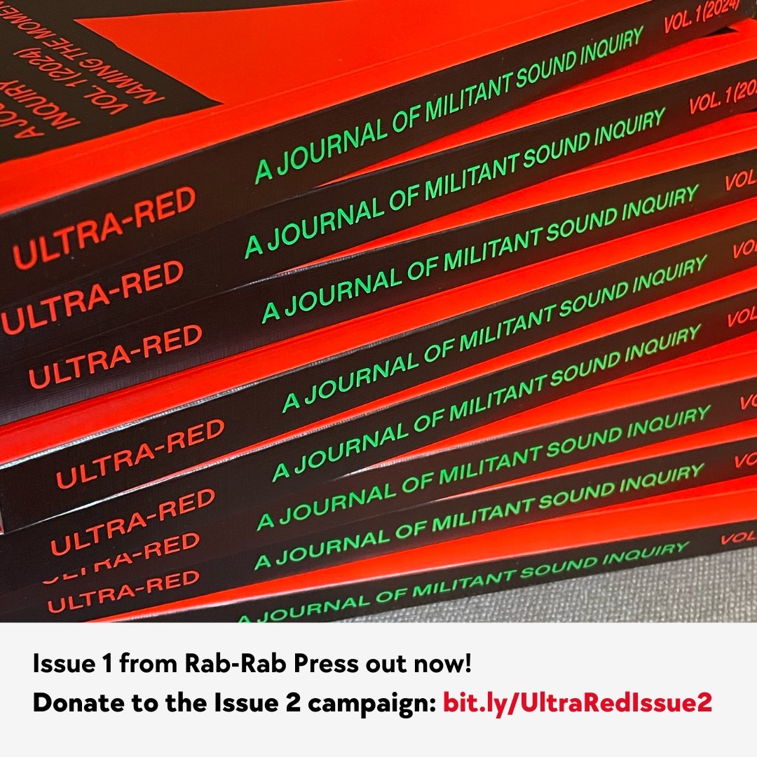 UltraredXX's tweet photo. The first issue of the Ultra-red Journal of Militant Sound Inquiry is now out! Yay! Order it from Rab Rab Press. Ta

Can you help us fund the second issue? Every donation much appreciated 
https://t.co/M4OkcPcXcg https://t.co/OgbDOwcMX5