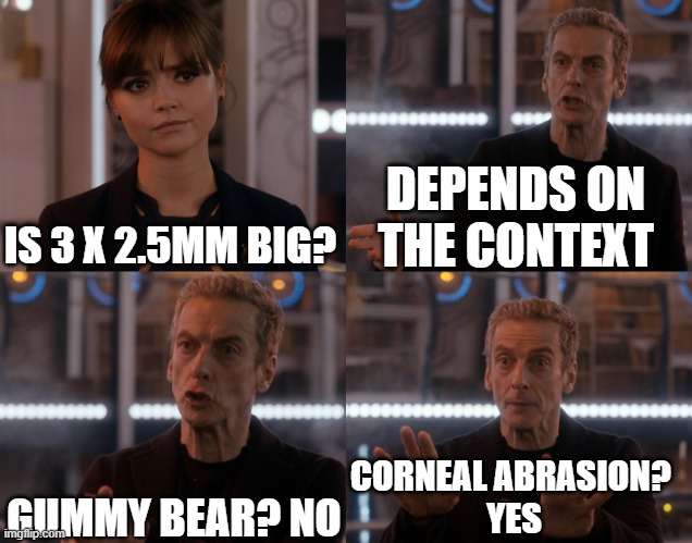 CW: Eye injury

Notes From The Last Few Days:

•Sudden ER trip and eye surgery
•Startling the staff with the screaming
•The doctor going "That's a really big one"
•Discovering Oxy didn't help with the pain
•Zero vision for 3 days

Starting to improve, but not a fun time had.