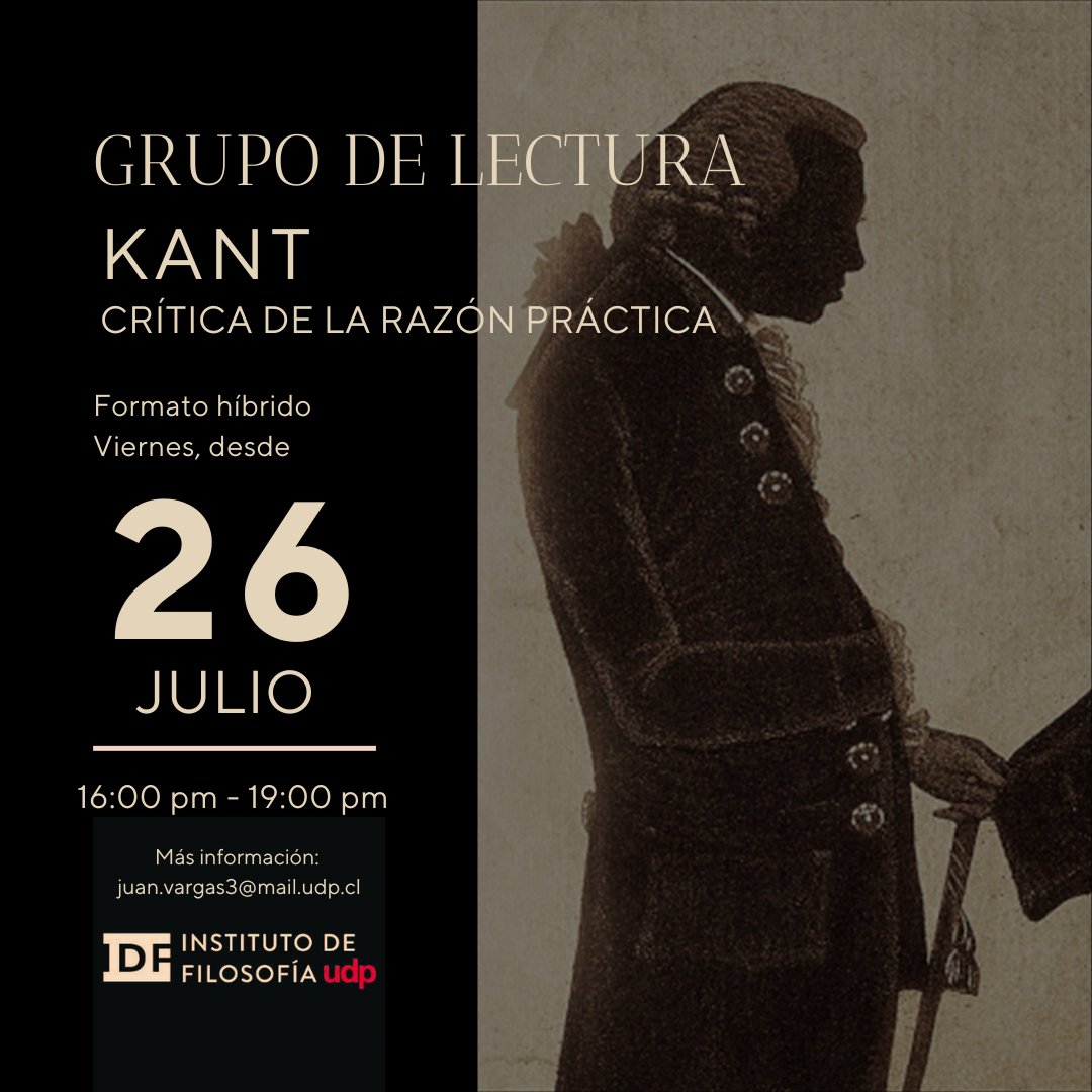 𝐆𝐫𝐮𝐩𝐨 𝐝𝐞 𝐥𝐞𝐜𝐭𝐮𝐫𝐚 𝐊𝐀𝐍𝐓 | Crítica de la razón práctica

Dirigido a la comunidad del IDF y a investigadores, estudiantes y profesores de otras instituciones interesados en la Crítica de la razón práctica.

Más información aquí: bit.ly/3y4mMRv