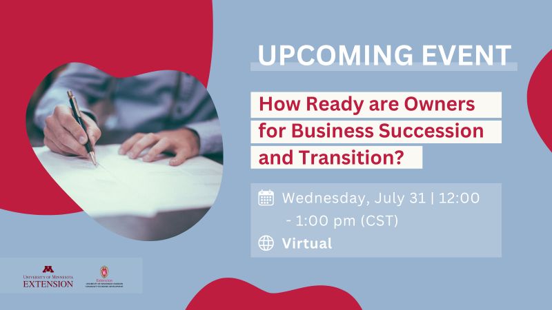 New Event 🚀 Join us for a virtual webinar as we explore the findings of business owners regarding their awareness, attitudes, aspirations, and preparedness for business succession and transition with guest presenter, Michael Darger. Register here: economicdevelopment.extension.wisc.edu/2024/06/20/how…