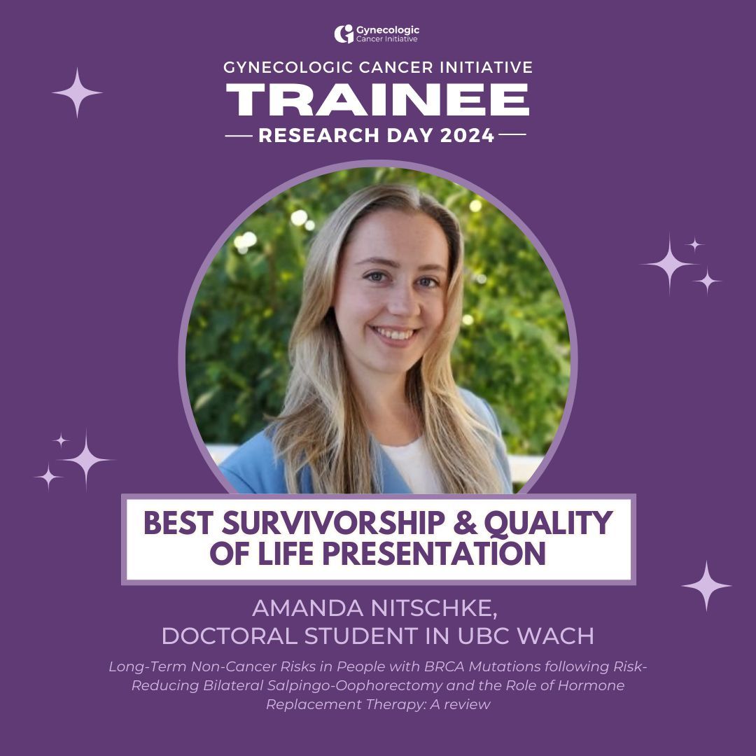 Gynecologic Cancer Initiative (@gci_cluster) on Twitter photo This year’s GCI Trainee Research Day award for Best Presentation on Survivorship & Quality of Life went to Amanda Nitschke! 🎆
<a href="/AmandaSNitschke/">Amanda Nitschke</a> is a Doctoral Student in the <a href="/ubcWACH/">UBC Women+ and Children's Health Sciences</a> program. Congrats, Amanda! 🎊 This year’s GCI Trainee Research Day award for Best Presentation on Survivorship & Quality of Life went to Amanda Nitschke! 🎆
<a href="/AmandaSNitschke/">Amanda Nitschke</a> is a Doctoral Student in the <a href="/ubcWACH/">UBC Women+ and Children's Health Sciences</a> program. Congrats, Amanda! 🎊