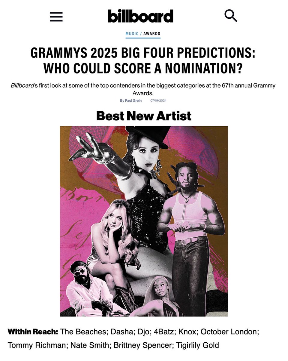 eeeee so cool to be in <a href="/billboard/">billboard</a>’s predictions as within reach for Best New Artist 😭😭