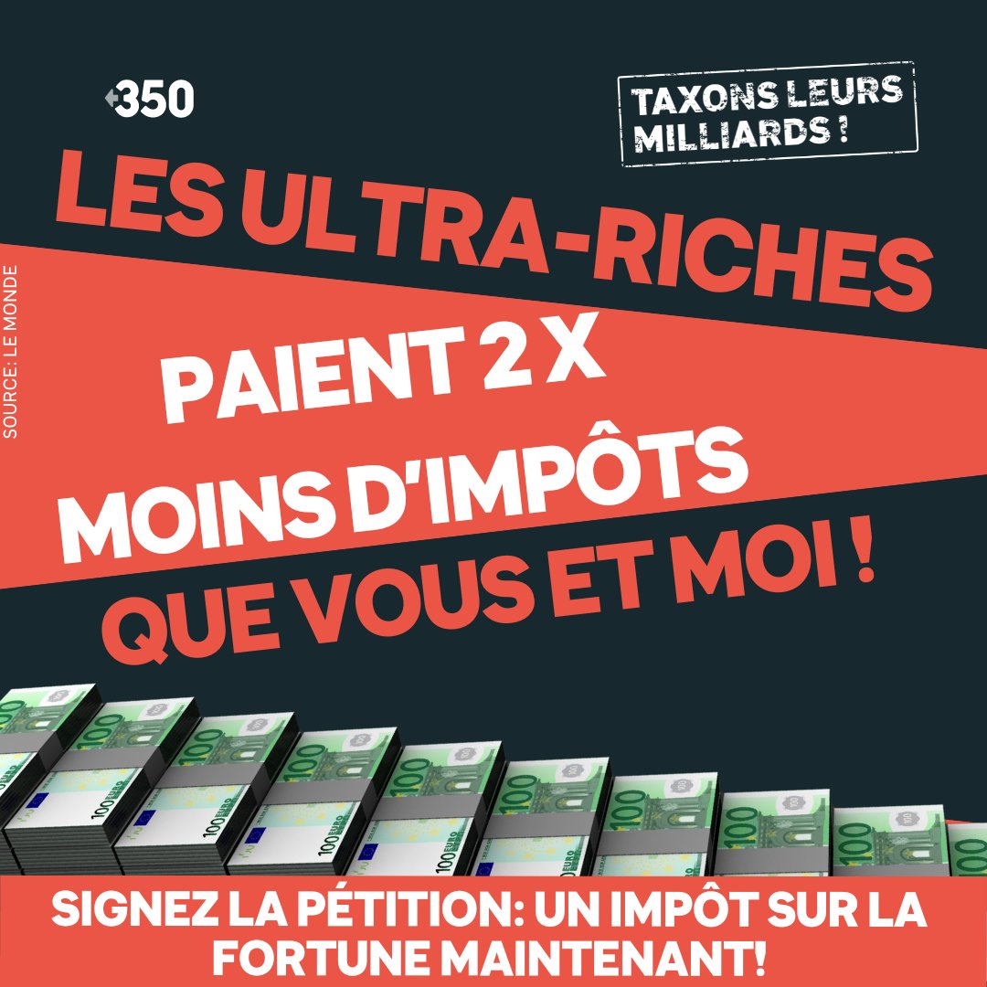 350.org - France (@350france.bsky.social) (@350france) on Twitter photo L'ISF, trop radical? Non, tout à fait nécessaire!
Ce n'est pas l'💰 qui manque pour bâtir un avenir meilleur mais la volonté politique d'aller le chercher!
🌍Un impôt mondial sur la fortune pourrait générer des MILLIARDS. Pour financer quoi? Lisez ce 🧶⤵
#TaxonsleursMilliards L'ISF, trop radical? Non, tout à fait nécessaire!
Ce n'est pas l'💰 qui manque pour bâtir un avenir meilleur mais la volonté politique d'aller le chercher!
🌍Un impôt mondial sur la fortune pourrait générer des MILLIARDS. Pour financer quoi? Lisez ce 🧶⤵
#TaxonsleursMilliards